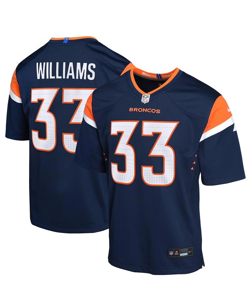 Nike Big Boys and Girls Javonte Williams Navy Denver Broncos Mile High Collection Game Jersey