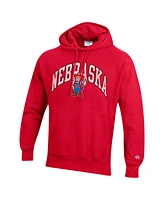 Champion Men's Scarlet Nebraska Huskers Vault Late Night Reverse Weave Pullover Hoodie