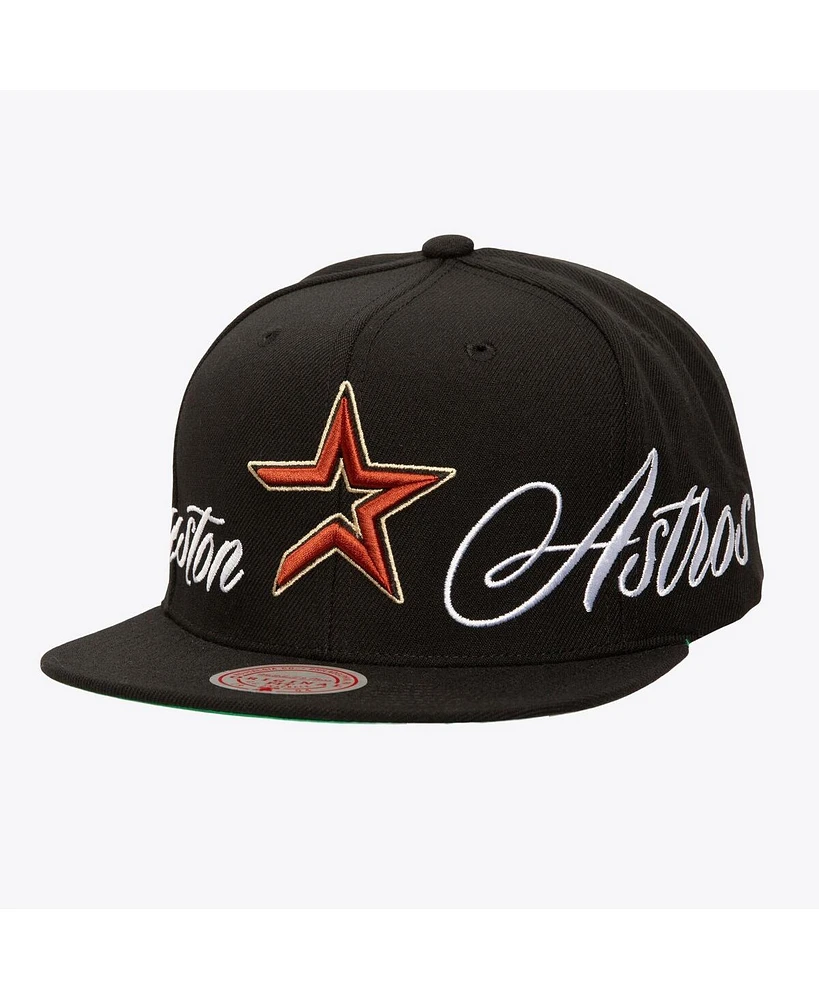 Mitchell & Ness Men's Black Houston Astros Just Don X Mlb Lux Script Snapback Hat