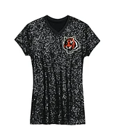 Outerstuff Big Girls Joe Burrow Black Cincinnati Bengals Sequin Player Name Number V-Neck Dress
