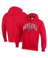 Champion Men's Scarlet Nebraska Huskers Vault Late Night Reverse Weave Pullover Hoodie