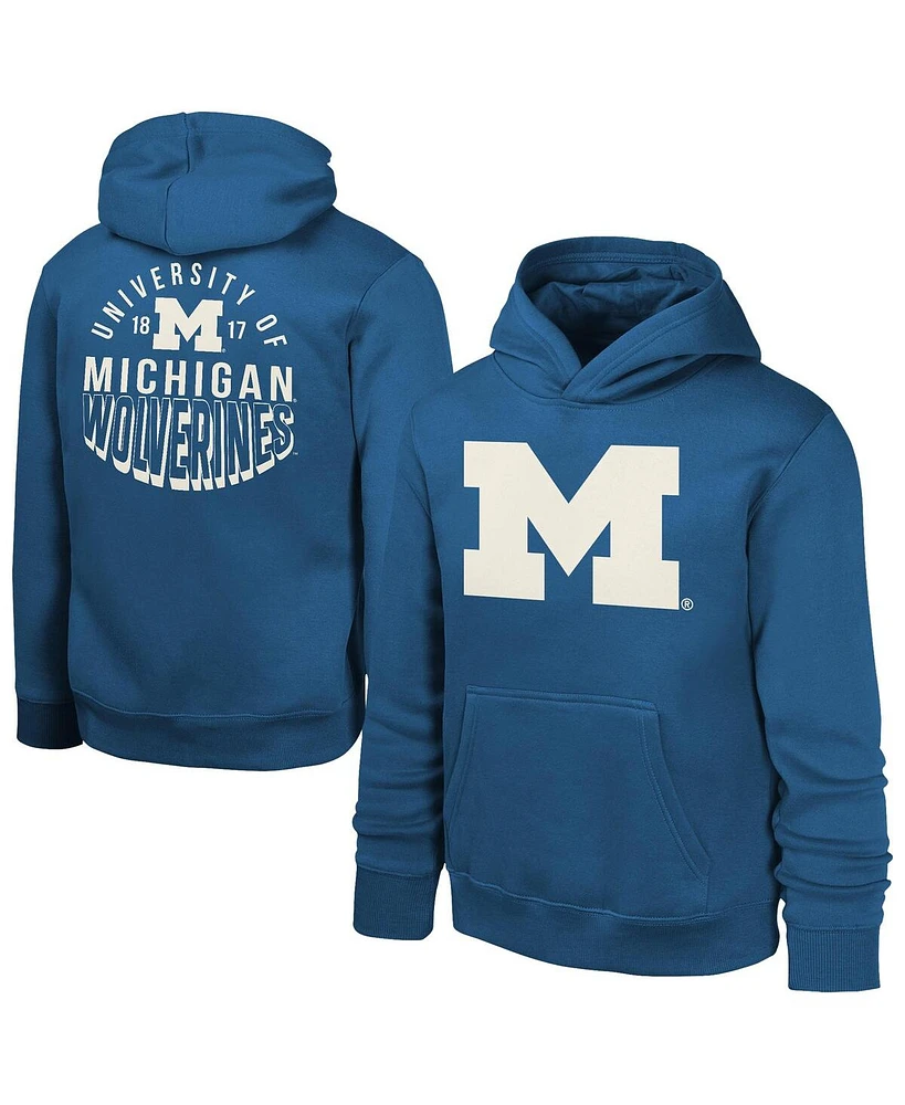 Outerstuff Big Boys and Girls Navy Michigan Wolverines Team Banner Fleece Pullover Hoodie