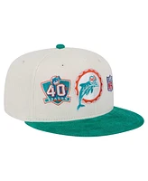 New Era Men's Cream/Aqua Miami Dolphins Throwback Corduroy 59FIFTY Fitted Hat