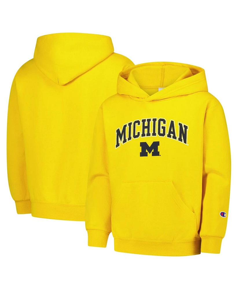 Champion Big Boys and Girls Maize Michigan Wolverines Campus Pullover Hoodie