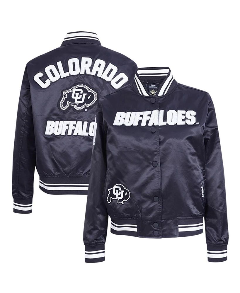 Pro Standard Women's Black Colorado Buffaloes Satin Cultivated Pearl Full-Snap Jacket