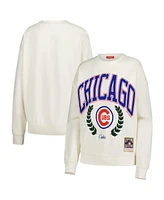 Mitchell & Ness Women's Cream Chicago Cubs Cooperstown Collection Laurel Pullover Sweatshirt