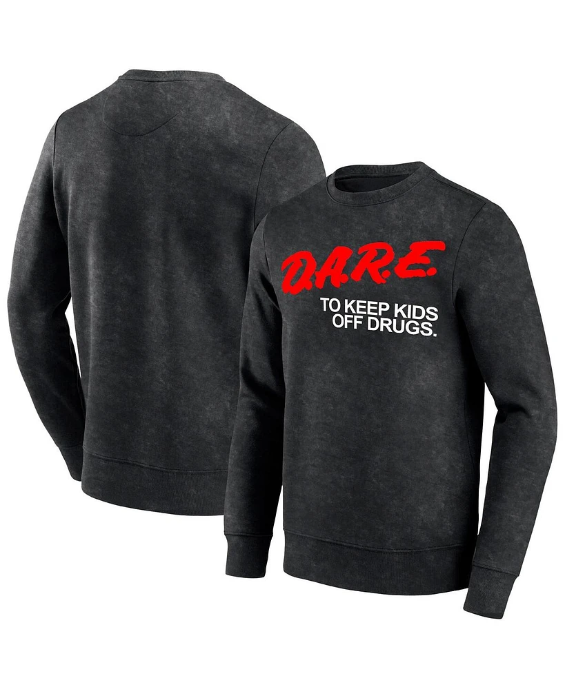 Philcos Men's Black D.a.r.e Logo Washed Pullover Sweatshirt