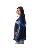 The Wild Collective Women's Blue New York Rangers Full-Snap Varsity Jacket