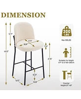 Dyhome Bar Stools Set of 3, 28 Inches Modern Counter Height with High Back Metal Legs, Upholstered Tall Barstools for Kitchen Island, Cafe,