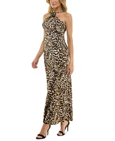 Bcx Juniors' Animal Print Halter Gown