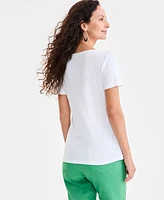 Style & Co Women's Cotton Square-Neck Short-Sleeve T-Shirt, Exclusively at Macy's