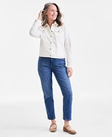 Style & Co Petite Floral Embroidered Denim Jacket, Exclusively at Macy's