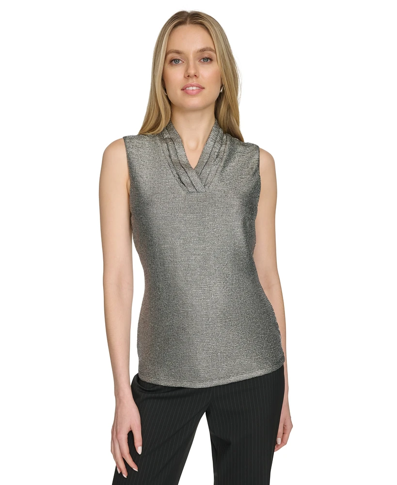 Calvin Klein Women's Sleeveless Metallic V-Neck Top