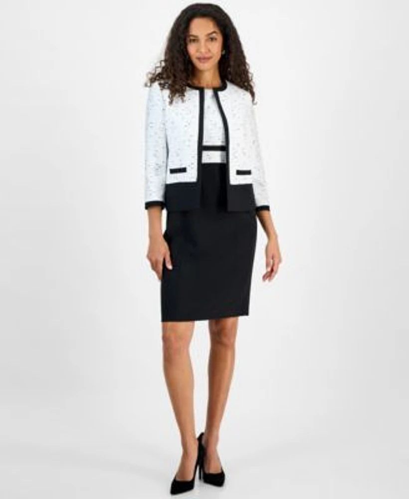 Kasper Womens Tweed Sheath Dress Cropped Blazer