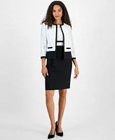 Kasper Womens Tweed Sheath Dress Cropped Blazer