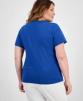 Style & Co Plus Short-Sleeve V-Neck Top, Exclusively at Macy's