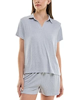 Roudelain Women's Ribbed Short-Sleeve Henley Pajama Set