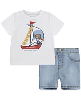 Levi's Baby 2-Pc. Sailing T-Shirt & Denim Shorts Set