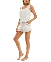 Roudelain Women's Ruffled Pointelle Short Pajama Set