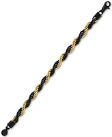 Esquire Men's Jewelry Intertwined Rope Link Chain Bracelet in Black & Gold-Tone Ion-Plated Stainless Steel, Exclusively at Macy's