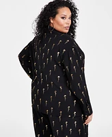 Nina Parker Plus Love-Script Metallic-Print Blouse