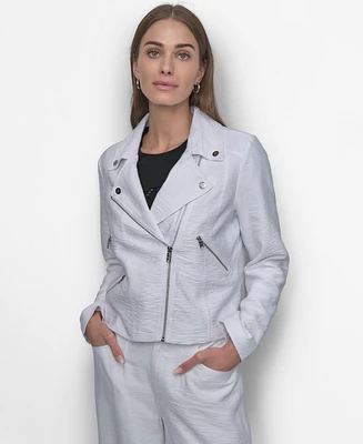 Dkny Women's Zipper Detailed Crinkle Jacket