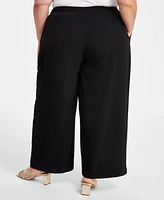 Nina Parker Plus Drawstring-Waist Wide-Leg Pants