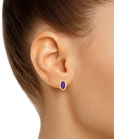 Macy's Created Sapphire Oval Stud Earrings (1-1/2 ct. t.w.) 10k Yellow Gold