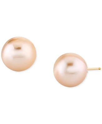 Cultured Golden South Sea Pearl (9mm) Solitaire Stud Earrings in 14k Gold