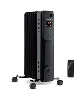 Oil Radiant Heater with Adjustable Thermostat Remote Overheat & Tip-Over Protection
