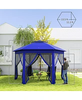 Outsunny 13' x 13' Pop Up Gazebo with 6 Zippe Mesh Netting