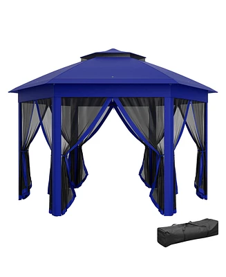 Outsunny 13' x 13' Pop Up Gazebo with 6 Zippe Mesh Netting