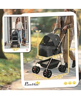 PawHut 3 in 1 Pet Stroller with Detachable Carrier for Mini Dogs and Cats