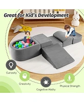 5PCS Climb and Crawl Playset with Ball Pit for Kids Zippers Playroom