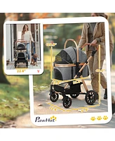 PawHut 3 in 1 Dog Stroller with Detachable Cabin, Adjustable Canopy,