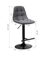 Gymax Set of Adjustable Bar Stools Swivel Counter Height Linen Chairs with Back