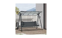 Slickblue 3-Seat Outdoor Porch Swing with Cushions for Comfortable Relaxation and Outdoor Enjoyment