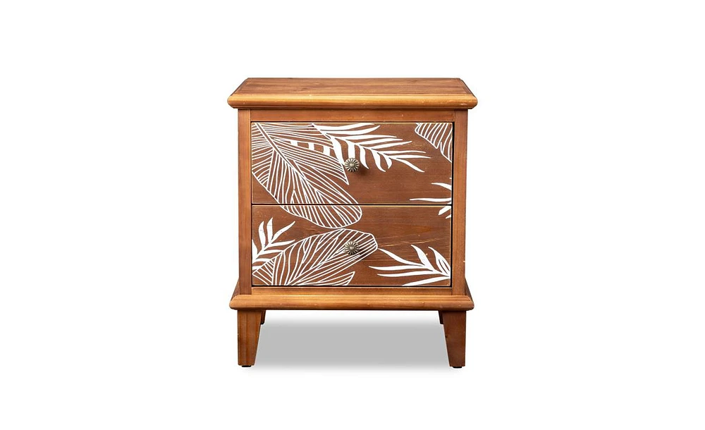 Slickblue 2 Drawer Wood Nightstand Bohemian Side Table