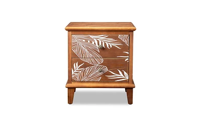 Slickblue 2 Drawer Wood Nightstand Bohemian Side Table