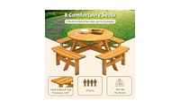 Slickblue 8-Person Wooden Picnic Table for Spacious and Comfortable Outdoor Dining