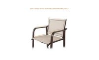 Slickblue 2PCS Wrought Iron Frame Garden Bar Chairs with Cloth Surface