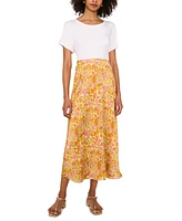 Vince Camuto Women's Floral-Printed Satin Midi Skirt