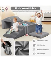 gaomon 6-Piece Kids Sofa, Foam Climbing Blocks Set for Toddlers, Indoor Soft Play with Ball Pit, Crawling and Sliding