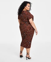 Nina Parker Plus Textured Paisley-Print Top