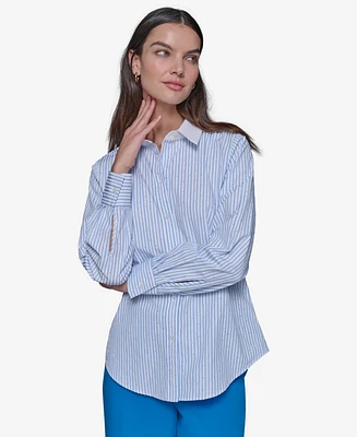 Karl Lagerfeld Paris Women's Striped Rhinestone Shirt