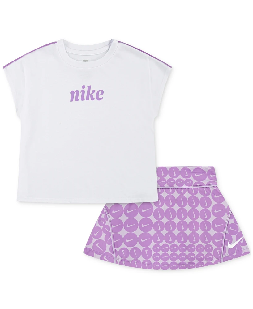 Nike Little Girls Dri-fit T-Shirt & Scooter Skort Set