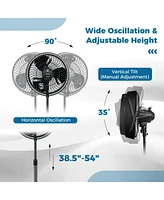 Costway 16" Oscillating Fan Misting Pedestal Fan with Hose Connector 3 Micro-Mist Levels