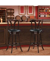 Gymax Set of Swivel Bar stools 29.5" Bar Height Chairs with Rubber Wood Legs
