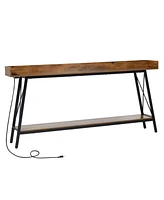 Slickblue Extra Long Console Table with 2 Power Outlets and Usb Ports for Convenient Living Room or Entryway Storage