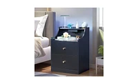 Slickblue Two-Drawer Bedside Table with Compartments for Organized Bedroom Storage and Convenient Access